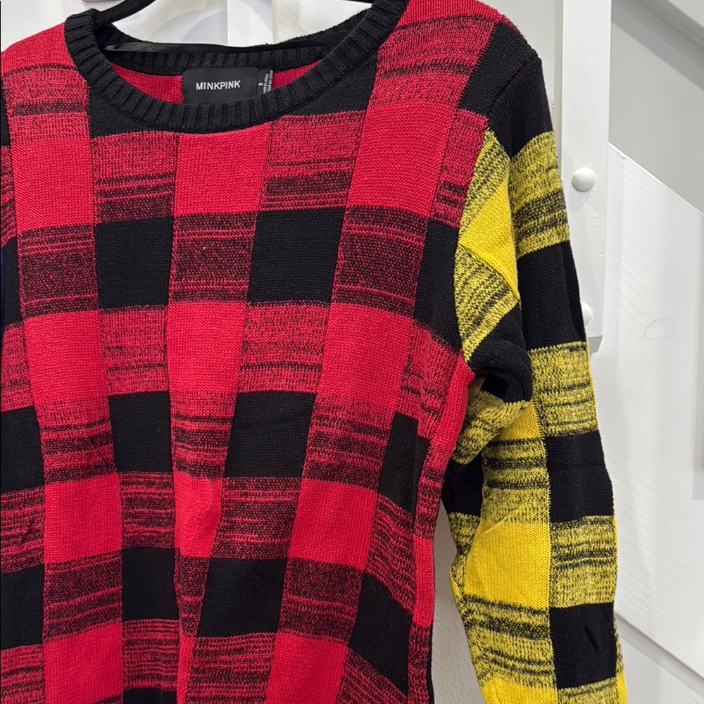 Minkpink Primary Multicolor Checkered Sweater - Picture 3 of 7